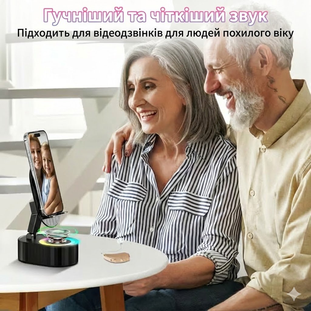 ✨ Оновлений тримач для телефону з динаміком, що активується одним дотиком, функцією повербанку та теплим підсвічуванням